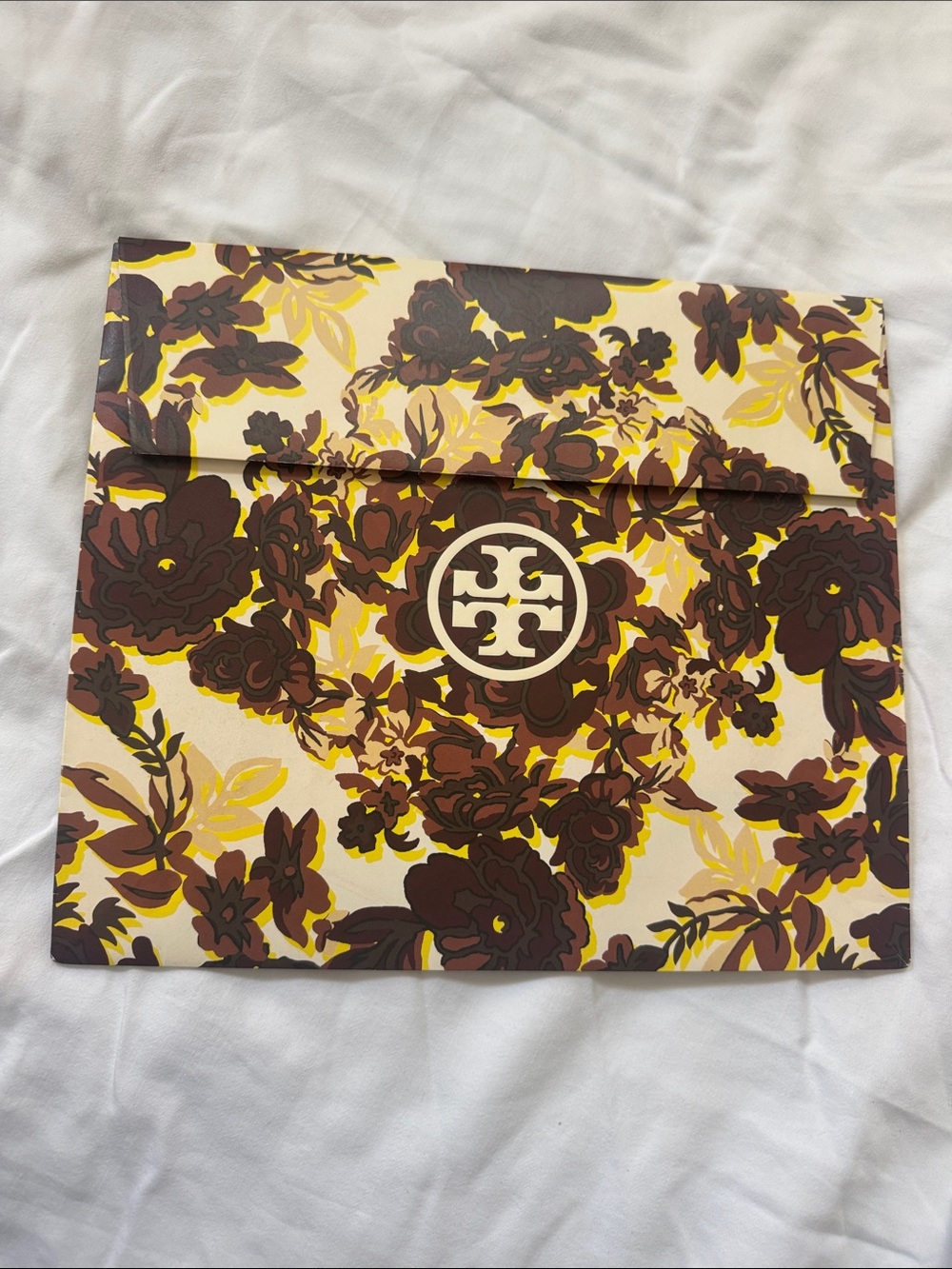 Tory Burch Floral Foldover gift bag - Brown, Cream & Yellow
